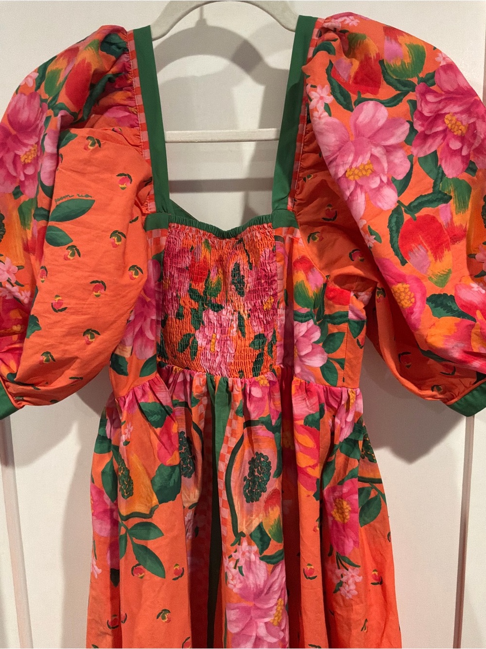 FARM Rio Orange Floral Maxi Dress with Green Trim - Picture 2 of 6